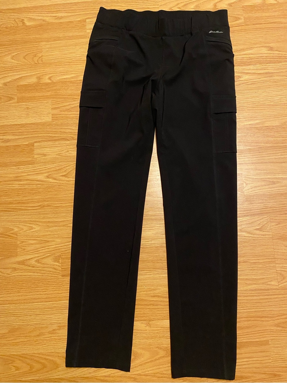 Cargo style slim fit black stretch trousers Eddie Bauer size 8